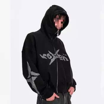 Кардиган-свитшот на молнии в европейском и американском стиле для мужчин и женщин S чёрный