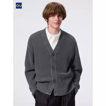 Кардиган Uniqlo Gu Wash с V-образным вырезом и резинкой 07 GRAY/MEN S