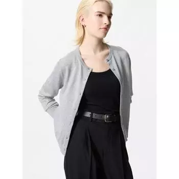 Кардиган Uniqlo с защитой от ультрафиолета и круглым вырезом, длинный рукав 01 OFF WHITE/WOMEN XS