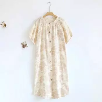 Кардиган в деревенском стиле с круглым вырезом и пуговицами, с короткими рукавами, женский, из хлопка, весна-лето, с короткими рукавами, Vestidos Mujer M