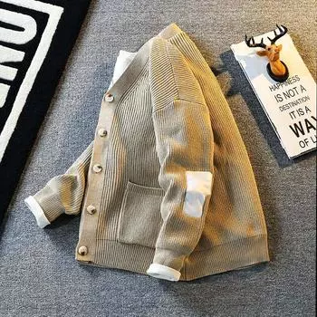 Кардиган вязаный свитер куртка мужская корейская версия ретро старшего чувства осени и зимы свободный универсальный ленивый свитер мужской M