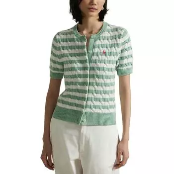 Кардиган женский Polo Ralph Lauren SS25 из хлопка кабельной вязки с коротким рукавом, многоцветный WMPOSWENDW20396-330 S