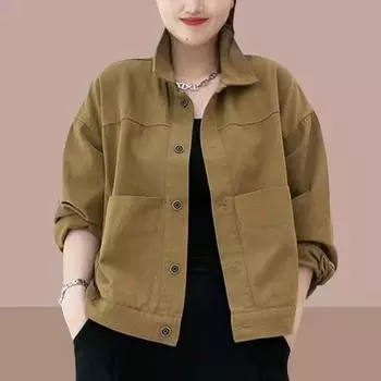 Кардиган, женское взрывное пальто на весну и осень, новая повседневная однотонная свободная тонкая универсальная тонкая модная рубашка M