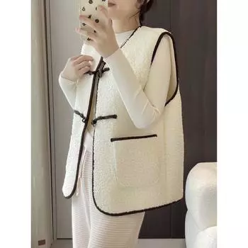 Кардиган, жилет, куртка из овечьей шерсти для женщин, новые модели на осень и зиму, в комплекте с небольшим жилетом, жилет из овечьей шерсти. S recommends 85-52.5kg