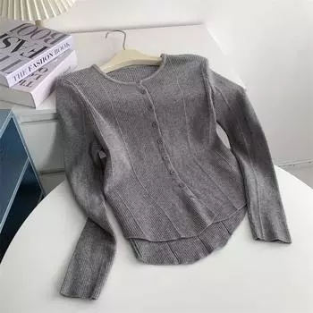 Кардиганы свитер для женщин осень зима вязаный свитер длинный рукав тонкий джемпер свитер кардиганы M чёрный