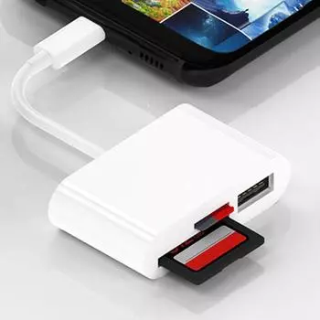 Кардридер 3-в-1 Многофункциональный USB 2.0/Type-C U Disk TF Card Reader OTG Адаптер для мобильного телефона Type-c чёрный