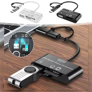 Кардридер для мобильного телефона, OTG Тип подключения мобильного телефона C/Micro USB-хост-адаптер Sd Reader One Size белый