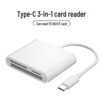 Кардридер USB-C 3-в-1 для карт CF, TF, SD — совместим с устройствами Apple и Android TC CF, USB 2.0, TYPE-C, TF/SD/CF card reader