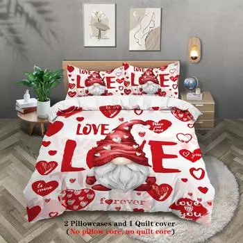 Карлик 3D Цифровая печать Полиэстер Комплект из трех предметов Пододеяльник Постельное белье Пододеяльник Наволочка 135x200cm