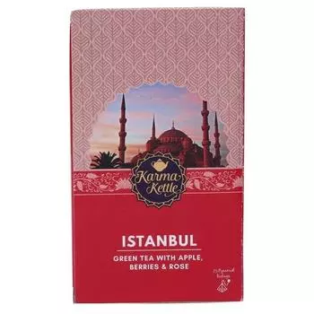 Karma Kettle Istanbul, зеленый чай с яблоком, ягодами, розой и гибискусом, натуральный детокс, 25 чайных пакетиков-пирамидок