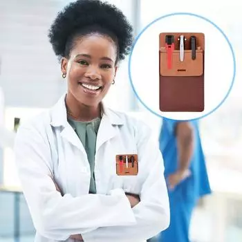 Карман для ручек, нагрудный карман, пенал из искусственной кожи, чехол для хранения ручек коричневый