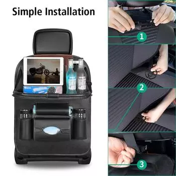 Карман для заднего сиденья автомобиля, органайзер для багажника заднего сиденья, автомобильные аксессуары для салона автомобиля, сумка для хранения на заднем сиденье автомобиля, грузовика, внедорожника, фургона чёрный