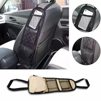Карман на спине автомобильного сиденья, боковая сетка, большой органайзер, устойчивый к износу, дышащий, с шифрованием чёрный