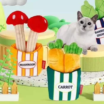 Карманная игрушка для кошек для самоудовлетворения и избавления от скуки, имитация плюша, устойчивая к зубам, жевательная древесина, кошачья мята, горец 13*8cm