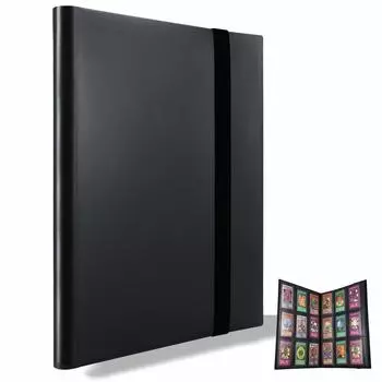 Карманная коллекционная карточка 360 с боковой загрузкой, PP Card Binder, карманный размер, совместим с альбомом Pokemon Cards, Pocket, (черный) чёрный