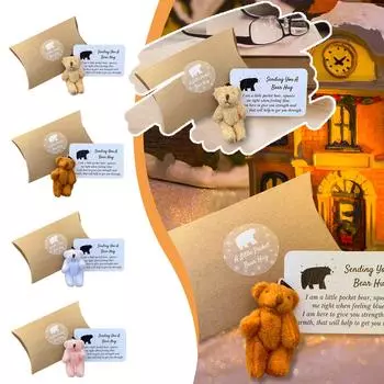 Карманная открытка-обнимашка на День святого Валентина ручной работы с плюшевым медведем для приглашения, поощрения, дружбы и праздничных поздравлений One Size коричневый