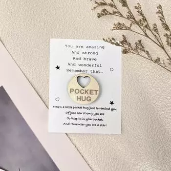 Карманная открытка-обнимашка с изображением сердечка из дерева, памятный сувенир, эмоциональная поддержка, карманное объятие 1pc