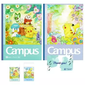 Карманная записка Showa Note One Scene Art Monster Campus Note x 2 шаблона, ластик x 2 шаблона, набор RPJ KOKUYO из 4 [Типы наборов]