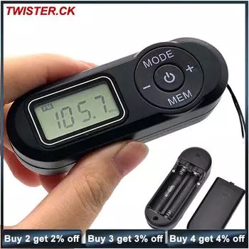 Карманное FM-радио FM 64-108 МГц Портативный спортивный радиоприемник с ЖК-дисплеем 3,5 мм Наушники на шею Ремешок чёрный