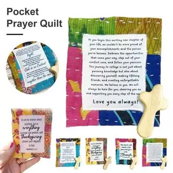 Карманное молитвенное одеяло с внутренним крестом, квадратное мини-одеяло с молитвой о вере, вдохновляющие цитаты из Священного Писания A