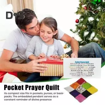 Карманное одеяло с молитвой и крестиком Мини-одеяло с молитвой веры Квадратное одеяло с вдохновляющими цитатами из Священного Писания Подарок с выражением сочувствия и поддержки E