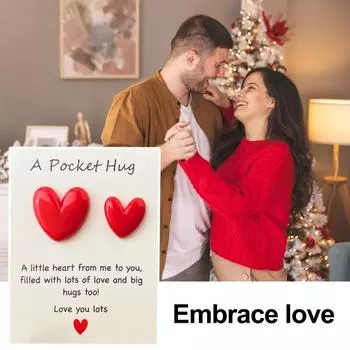 Карманное сердце-обнимашка с поздравительными открытками Подарок для отношений на расстоянии для мамы, жены Маленькое сердце Карманный жетон-обнимашка на День святого Валентина Рождество День рождения Small