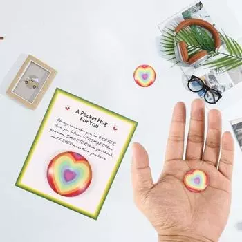 Карманное украшение в виде радужного сердца с поздравительной открыткой, круглое стекло, красочное украшение в форме сердца, друзья, семья, подарок на день Святого Валентина разноцветный