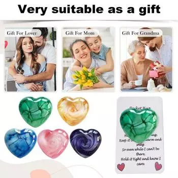 Карманное украшение в виде сердца «Объятие любви» с поздравительной открыткой, красочное мини-стеклянное украшение в виде сердца, подарок для друзей, семьи, дня рождения, годовщины синий