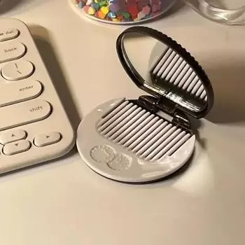 Карманное зеркало для макияжа с шоколадным печеньем, мини-складное портативное дорожное зеркало Kawaii, черное, кофейное, круглое маленькое зеркало для макияжа, расческа