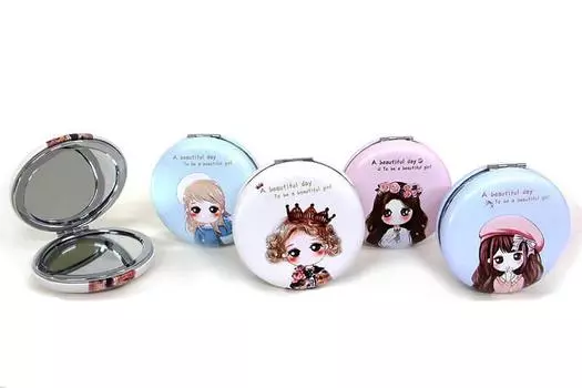 Карманное зеркало круглое, пухлая принцесса