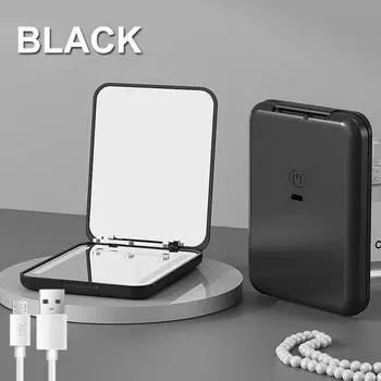 Карманное зеркало с увеличением 1X/2X, светодиодное компактное дорожное зеркало для макияжа с подсветкой, двухстороннее складное ручное маленькое зеркало с подсветкой