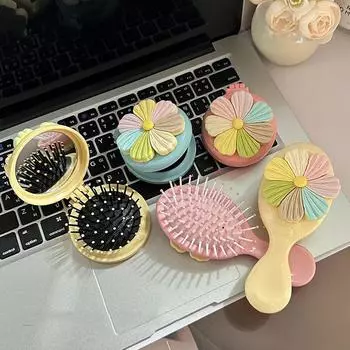 Карманное зеркало складное зеркало расческа массажная расческа 2 в 1 расческа набор зеркал подарки для девочек Blue-Handle Comb