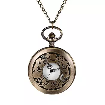Карманные часы Alice Cute Skeleton Antique Roman Analog Waterproof с крышкой, подвесные карманные часы, женское ожерелье, ретро-модный аксессуар на день рождения