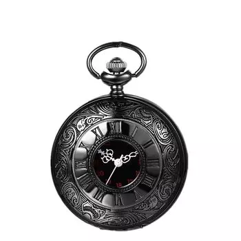 карманные часы антикварные скелет ромадзи аналоговые: 24-часовая система водонепроницаемые карманные часы кулон часы ожерелье цепочка черные мужские женские готические аксессуары