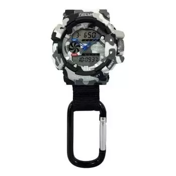 Карманные часы Klefa с карабином Digiana, водонепроницаемые, с нейлоновым ремешком и черным циферблатом CB-AD079-WTB, мужские