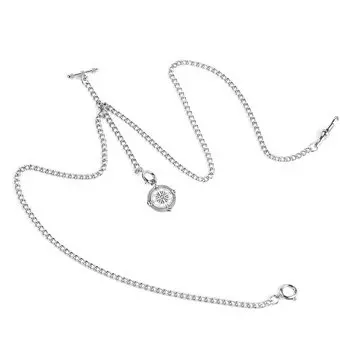 Карманные часы ManChDa с двойной цепочкой Albert Chain Watch Chain с подвеской в виде компаса с тремя крючками, серебро, 6b. Серебряный.