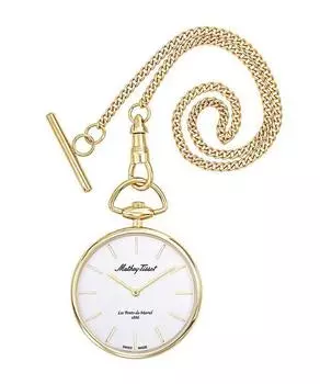 Карманные часы Mathey-Tissot унисекс с кварцевым механизмом P2PI из нержавеющей стали золотистого оттенка с белым циферблатом белый