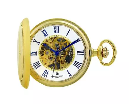 Карманные часы механические с ручным заводом скелетон DWA044 [Charles Hubert] мужские золотой