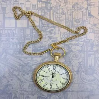 Карманные часы ручной работы из латуни в викторианском стиле с кольчугой — 6 см, морской дизайн как