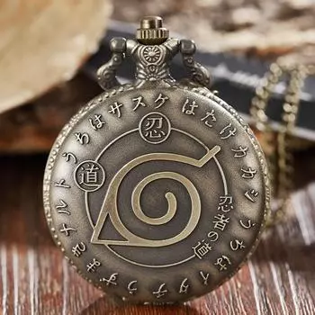 Карманные часы с цепочкой из брелоков, кварцевые, мужские, японские, мультфильмы, японские комиксы, часы, мужские, перекидные, бронзовые, наручные часы