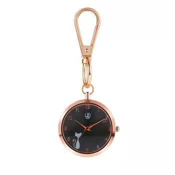 Карманные часы с клипсой женские аналоговые часы Cat Nurse водонепроницаемые часы-брелок розовое золото модный аксессуар чёрный