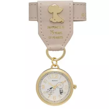 Карманные часы с ремешком из кожи, аналоговый ремень PEANUTS 75th Anniversary Emblem Watch S бежевый [Fieldwork] женские PNT047-1 бежевый