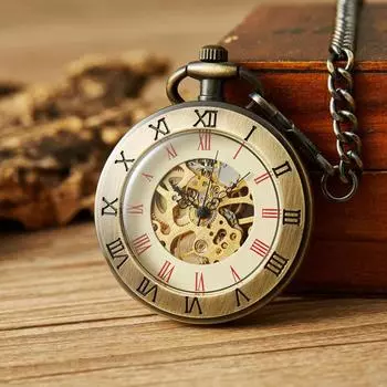 Карманные часы в стиле ретро для мужчин и женщин, ручные механические карманные часы, прямые механические часы без крышки