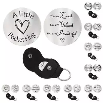 Карманные монеты для объятий, подарки для мужчин, бойфренда, подруги, вдохновляющий подарок для сына и дочки с кожаным брелоком One Size
