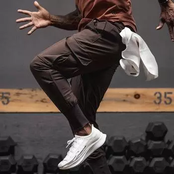 Карманные мужские брюки-карго, летние тонкие быстросохнущие эластичные леггинсы, спортивные штаны для бега, повседневные трендовые брюки XL чёрный