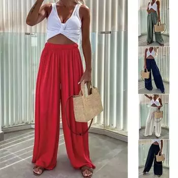 Карманные повседневные широкие свободные повседневные модные брюки женские S красный