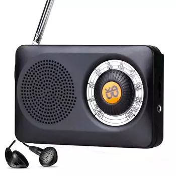 Карманные радиоприемники, AM FM-радио на батарейках с громкоговорителем, портативное транзисторное радио для прогулок, кемпинга чёрный