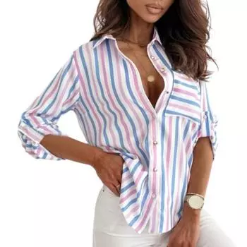 Карманные рубашки с длинными рукавами большого размера, топы, длинные полосатые рубашки с принтом и нашивками, облегающая рубашка на груди, рабочая одежда M темно-синий