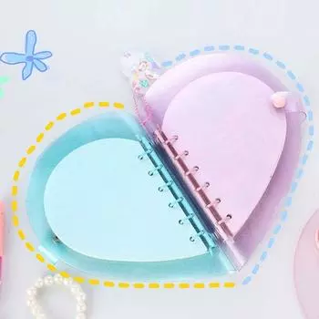 Карманный блокнот с 6 отверстиями, блокнот с отрывными листами, прозрачная обложка из ПВХ, блокнот для детей фиолетовый