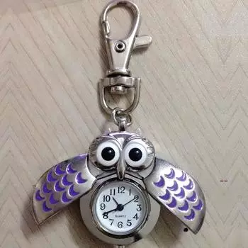 Карманный брелок для ключей «Великолепная сова» в виде часовfreestores чёрный